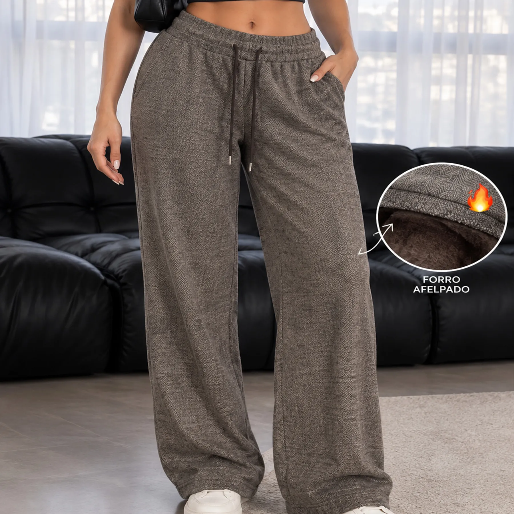 AD2650 Pantalón jaspeado con forro polar ligero 15654